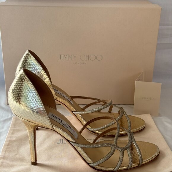 JIMMY CHOO Straits D'Orsay Gold Sandals (Size 39.5 IT, 9.5 US) - Picture 2 of 7